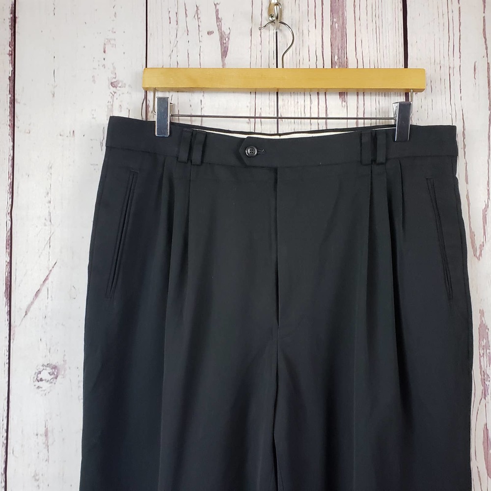 Veloce Vintage Pants Mens Size 36/30 Pleat Front Cuffed Black